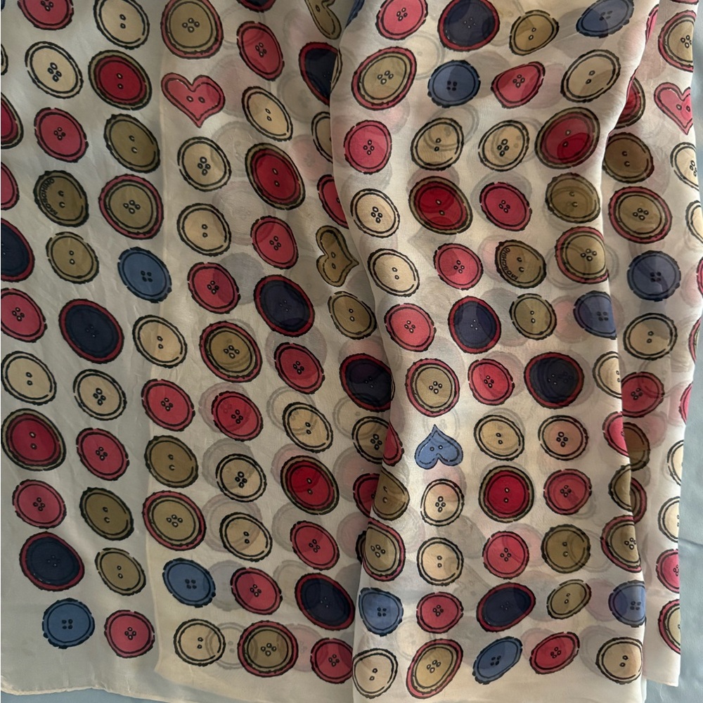 Moschino Multicolor Button Pattern Scarf. 100% Si… - image 5